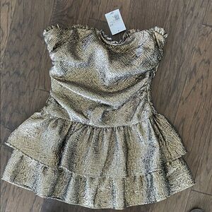 Forever 21 Shiny Gold Strapless Dress